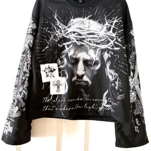 SHEIN Black Artistic Graphic Sweatshirt